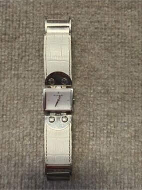 Michael Kors MK4139 White Leather Strap Watch Stainless Steel Y2K